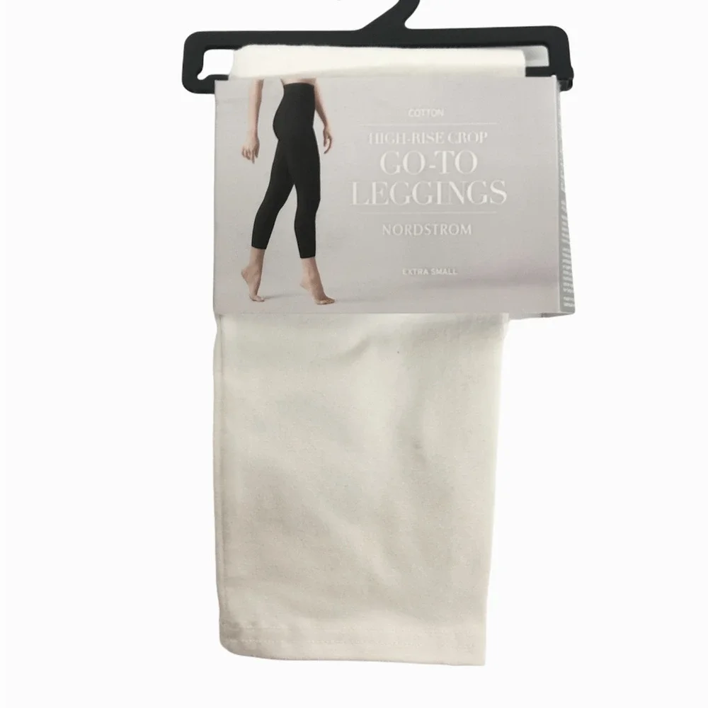 2 Pairs Nordstrom High Waist Crop Leggings White Women's - Picture 3 of 4